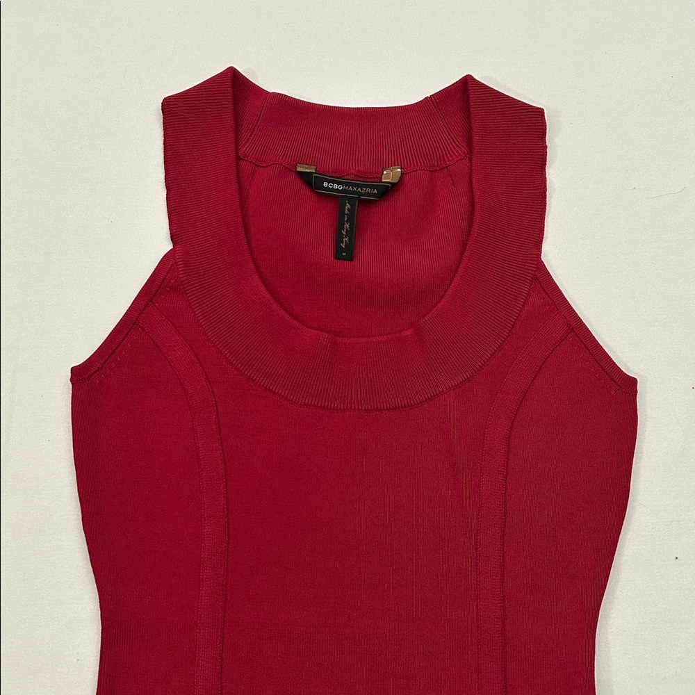 BCBG MaxAzaria Women M Dress Bandage BodyCon Scarlet Red Sleeveless 6264 - Picture 2 of 6